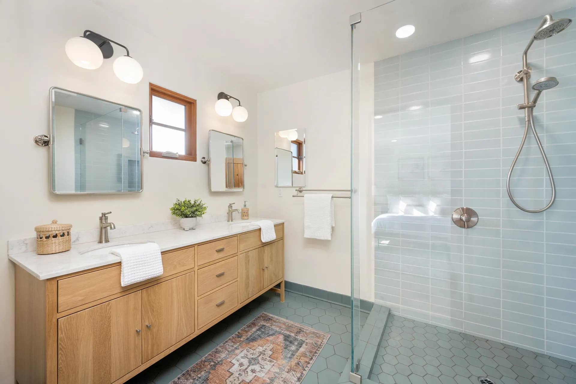 White tile bathroom renovation