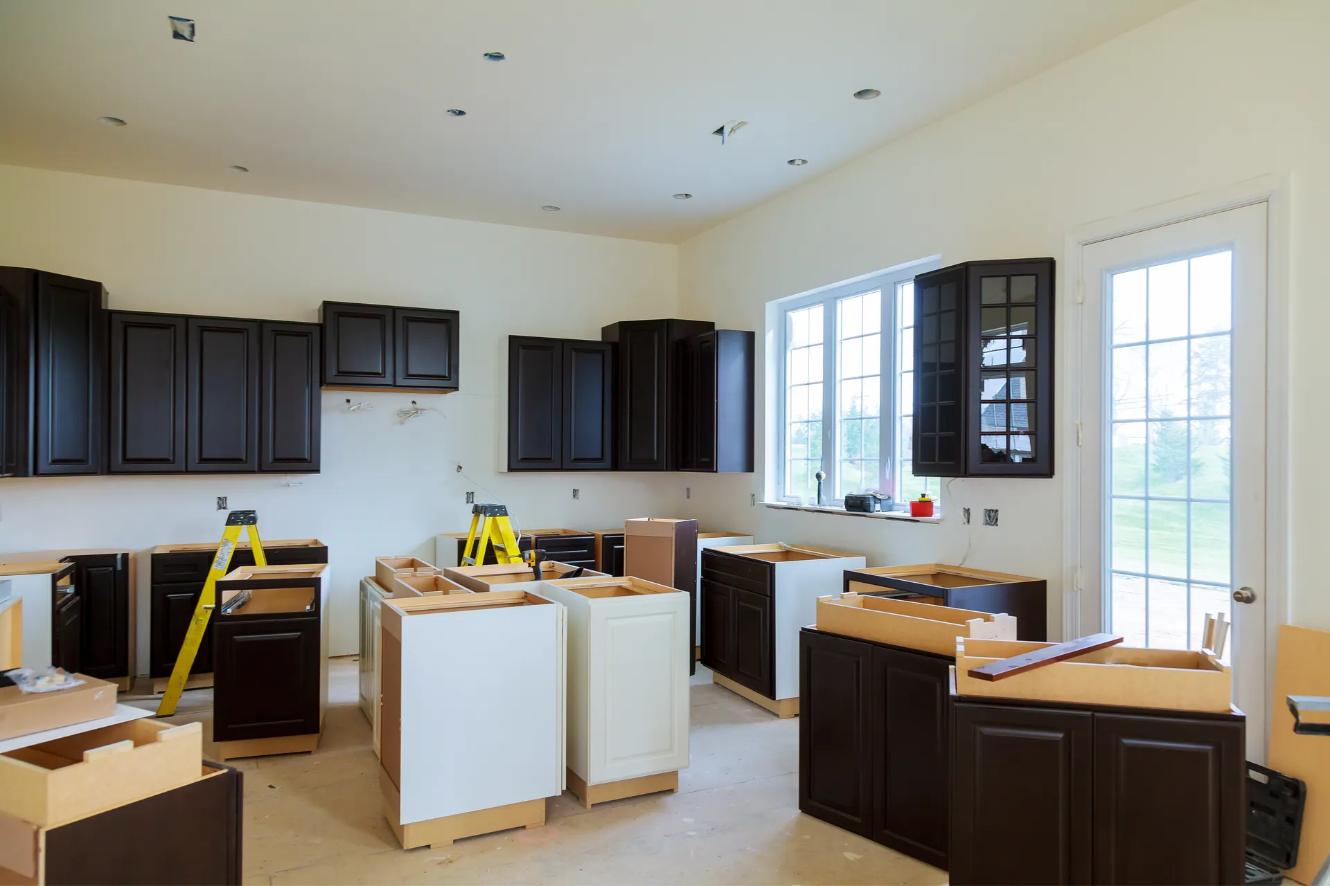 Kitchen appliance installation in progress